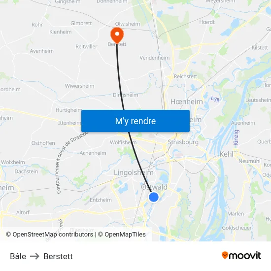 Bâle to Berstett map