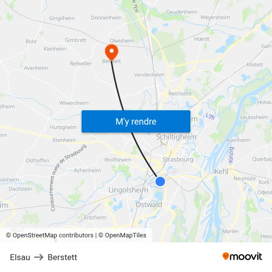 Elsau to Berstett map