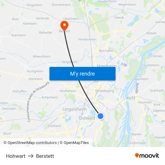 Hohwart to Berstett map