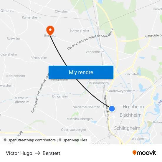 Victor Hugo to Berstett map