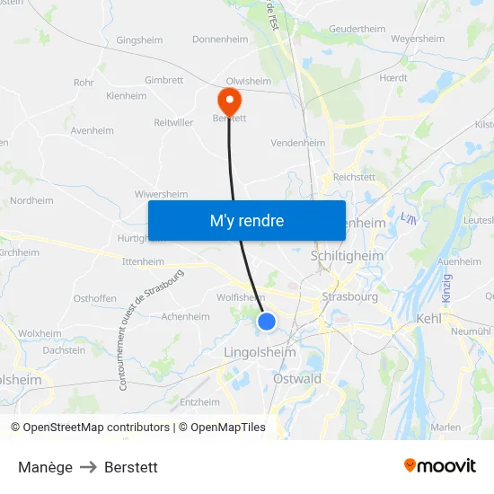 Manège to Berstett map
