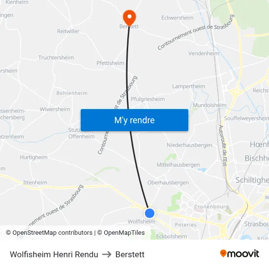 Wolfisheim Henri Rendu to Berstett map