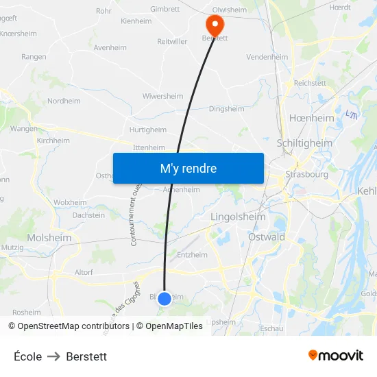 École to Berstett map