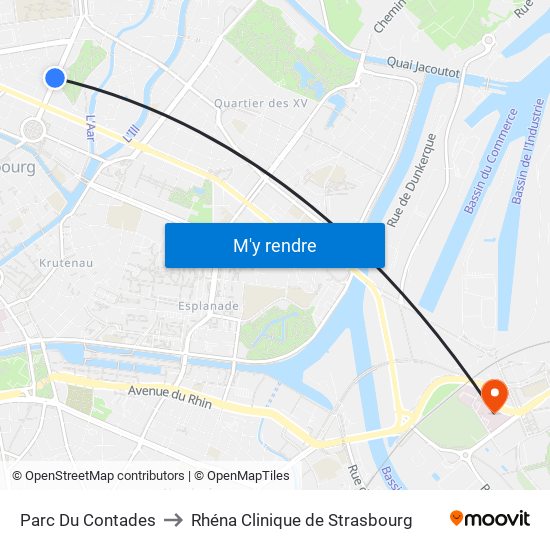 Parc Du Contades to Rhéna Clinique de Strasbourg map