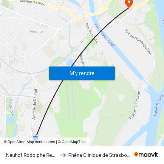 Neuhof Rodolphe Reuss to Rhéna Clinique de Strasbourg map