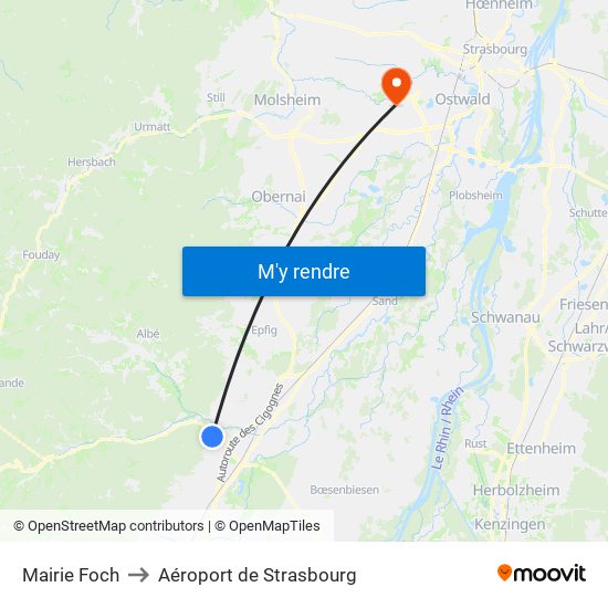 Mairie Foch to Aéroport de Strasbourg map