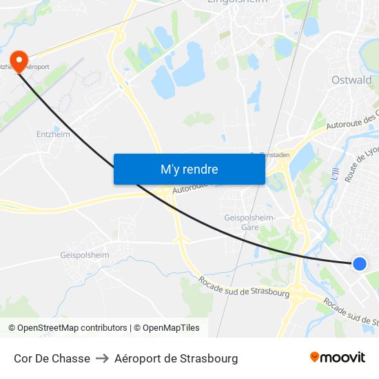 Cor De Chasse to Aéroport de Strasbourg map