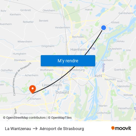 La Wantzenau to Aéroport de Strasbourg map