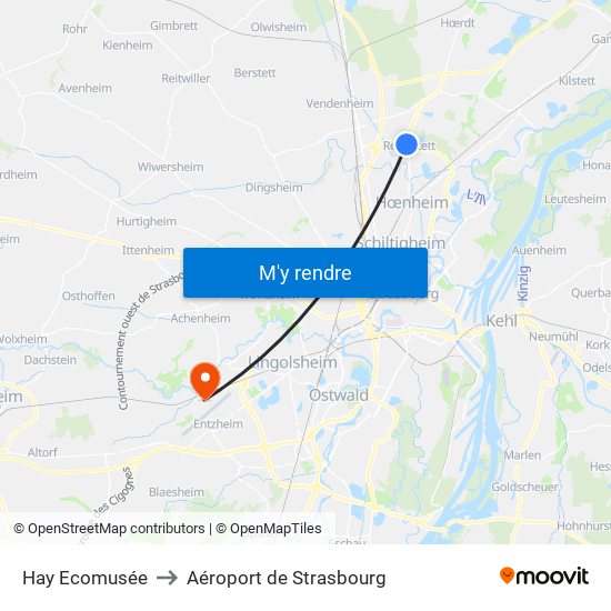 Hay Ecomusée to Aéroport de Strasbourg map