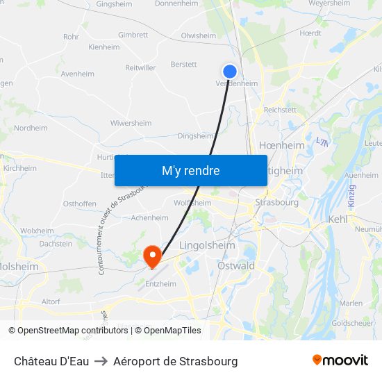 Château D'Eau to Aéroport de Strasbourg map