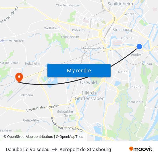 Danube Le Vaisseau to Aéroport de Strasbourg map