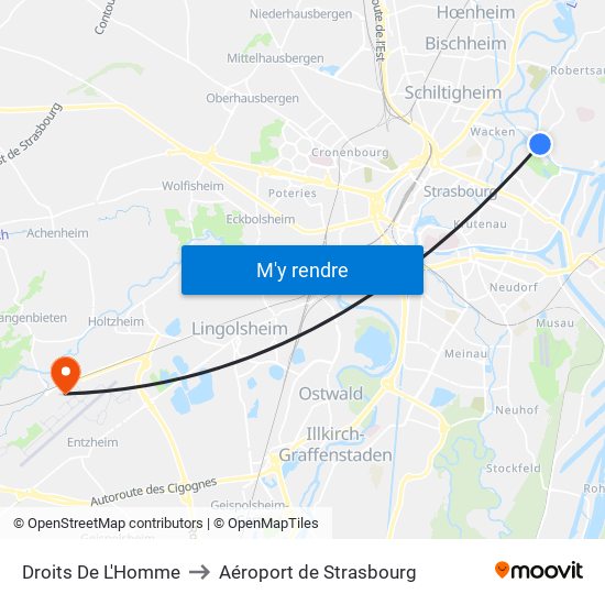 Droits De L'Homme to Aéroport de Strasbourg map