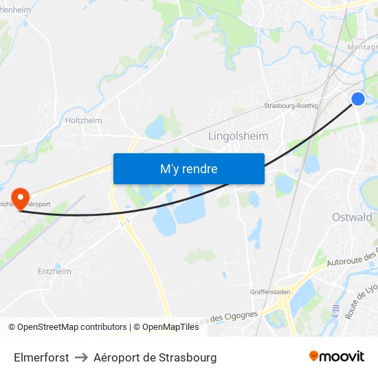 Elmerforst to Aéroport de Strasbourg map