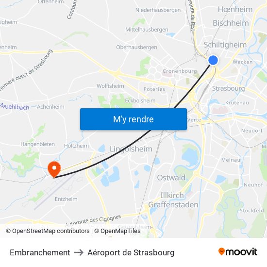 Embranchement to Aéroport de Strasbourg map