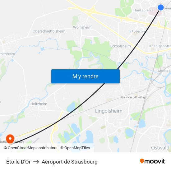 Étoile D'Or to Aéroport de Strasbourg map