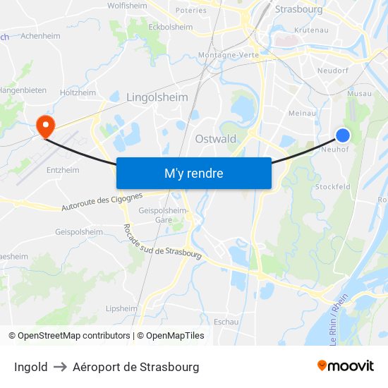 Ingold to Aéroport de Strasbourg map