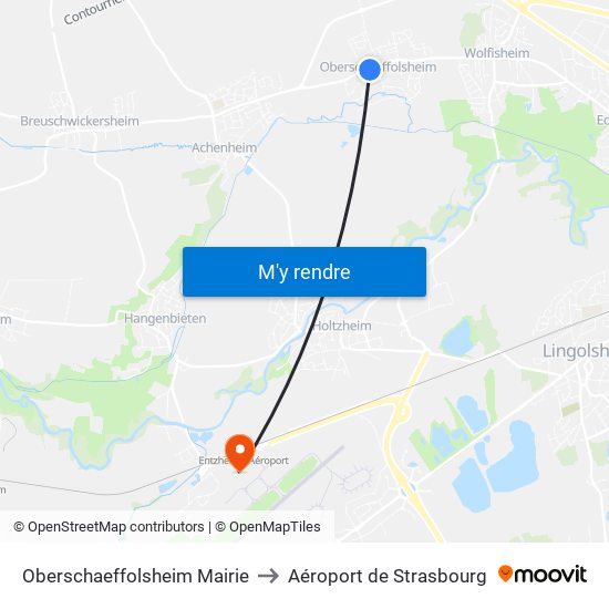 Oberschaeffolsheim Mairie to Aéroport de Strasbourg map