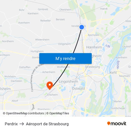 Perdrix to Aéroport de Strasbourg map