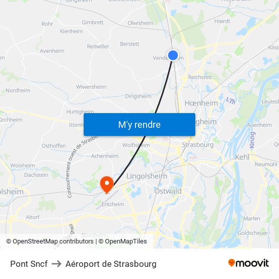 Pont Sncf to Aéroport de Strasbourg map