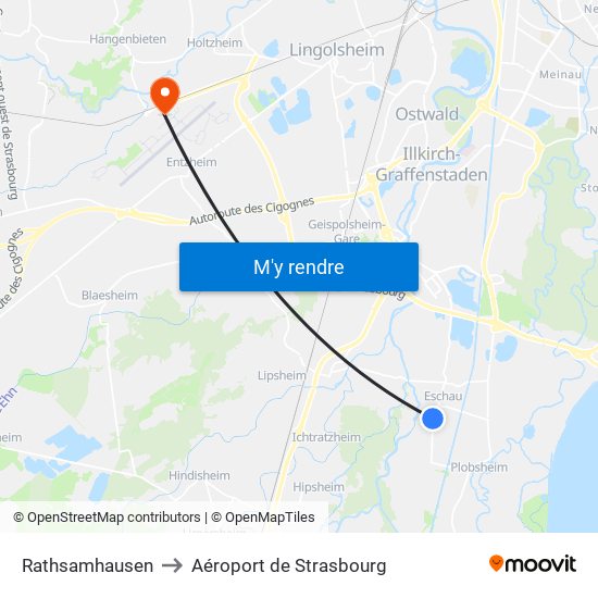 Rathsamhausen to Aéroport de Strasbourg map