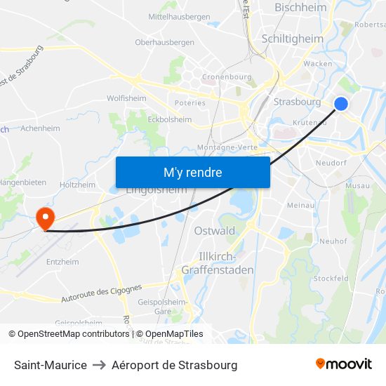 Saint-Maurice to Aéroport de Strasbourg map