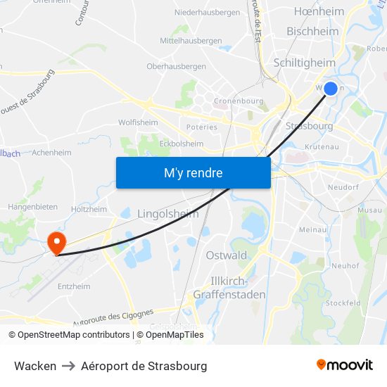 Wacken to Aéroport de Strasbourg map