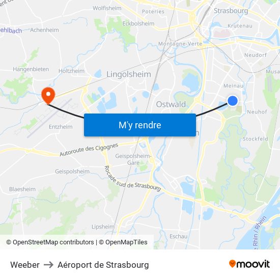 Weeber to Aéroport de Strasbourg map