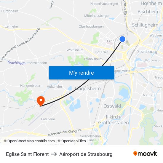 Eglise Saint Florent to Aéroport de Strasbourg map