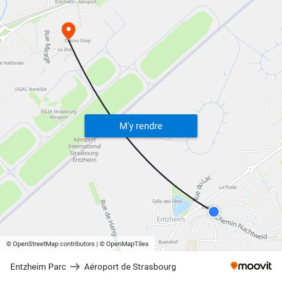 Entzheim Parc to Aéroport de Strasbourg map