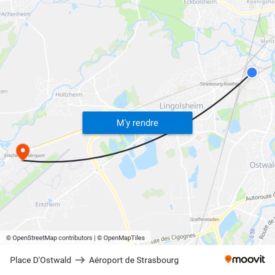 Place D'Ostwald to Aéroport de Strasbourg map