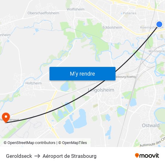 Geroldseck to Aéroport de Strasbourg map