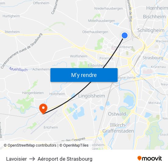 Lavoisier to Aéroport de Strasbourg map