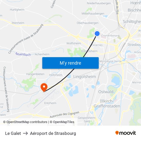 Le Galet to Aéroport de Strasbourg map