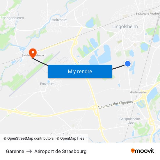 Garenne to Aéroport de Strasbourg map