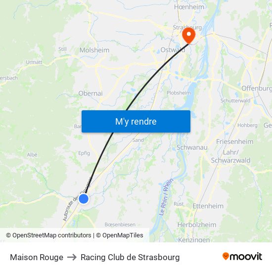 Maison Rouge to Racing Club de Strasbourg map