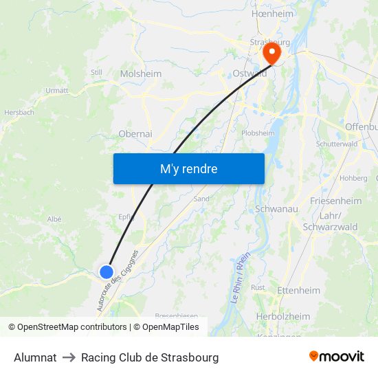 Alumnat to Racing Club de Strasbourg map