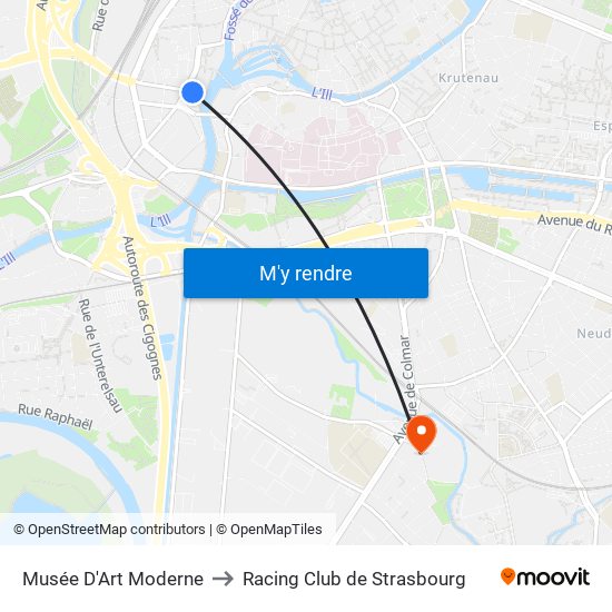 Musée D'Art Moderne to Racing Club de Strasbourg map