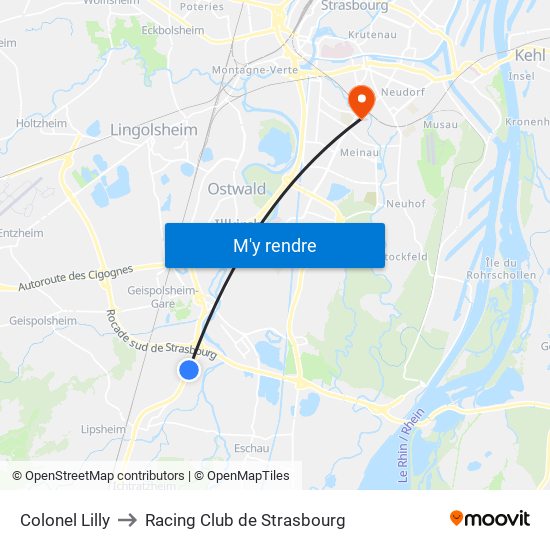 Colonel Lilly to Racing Club de Strasbourg map