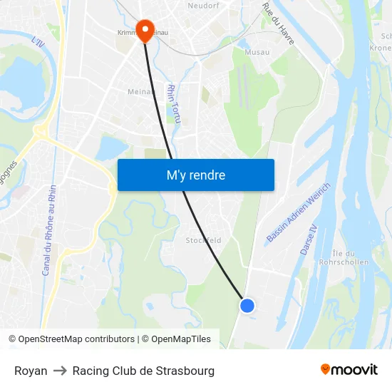 Royan to Racing Club de Strasbourg map