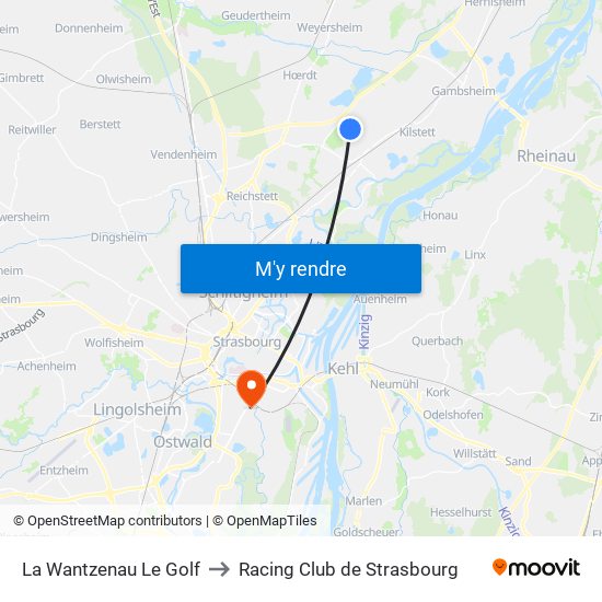 La Wantzenau Le Golf to Racing Club de Strasbourg map