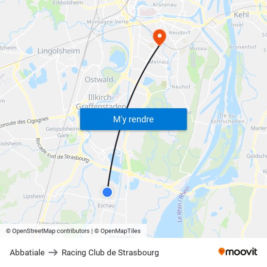 Abbatiale to Racing Club de Strasbourg map