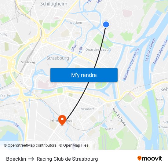 Boecklin to Racing Club de Strasbourg map