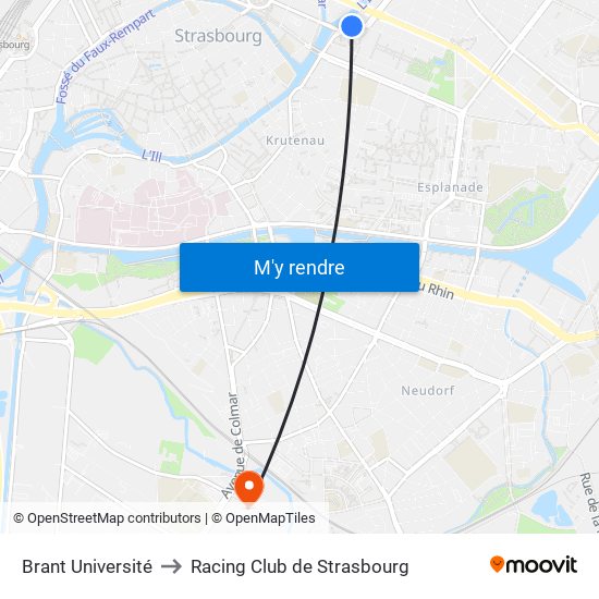 Brant Université to Racing Club de Strasbourg map