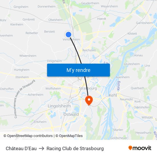 Château D'Eau to Racing Club de Strasbourg map