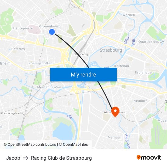 Jacob to Racing Club de Strasbourg map