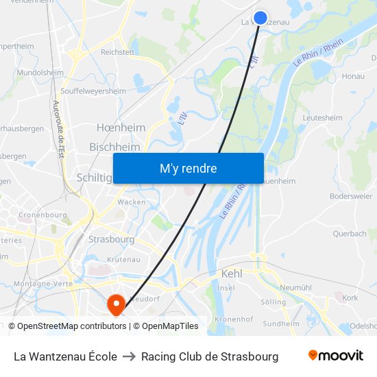 La Wantzenau École to Racing Club de Strasbourg map