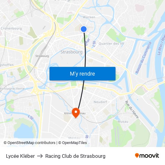 Lycée Kléber to Racing Club de Strasbourg map