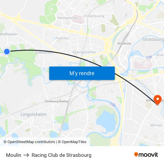 Moulin to Racing Club de Strasbourg map