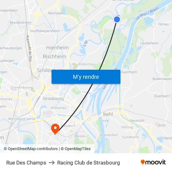 Rue Des Champs to Racing Club de Strasbourg map