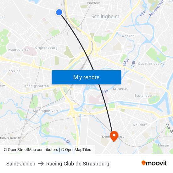 Saint-Junien to Racing Club de Strasbourg map